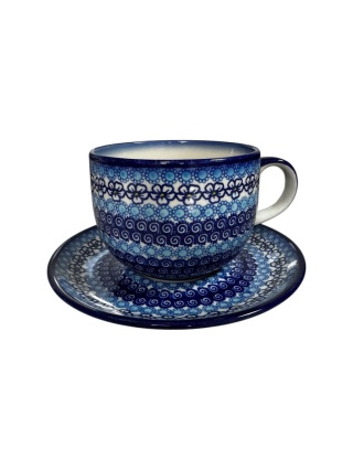 Filiżanka ceramiczna  ze spodkiem JUMBO 500 ml dek. 202